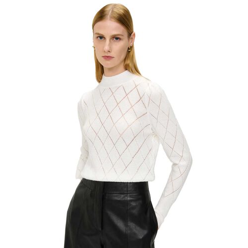 Veronika Maine Diamond Pattern Puff Sleeve Knit